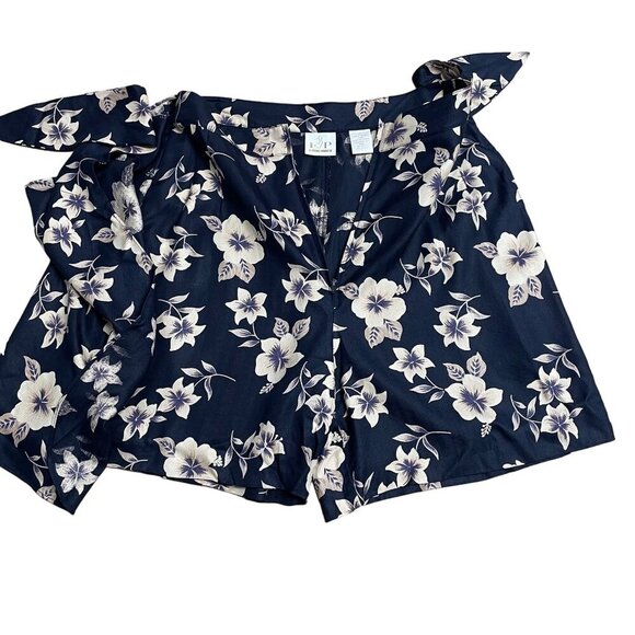 EP PRO SKORT SHORTS 100% SILK FAUX WRAP POCKETS GOLF SIZE 6 FLORAL NAVY BLUE - Picture 4 of 9